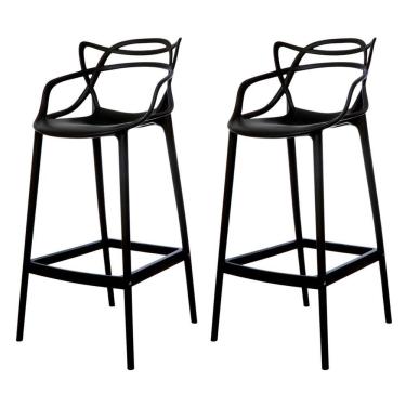 Imagem de Kit 2 Banquetas Allegra Preta Polipropileno Cozinha Bistrô Bancada