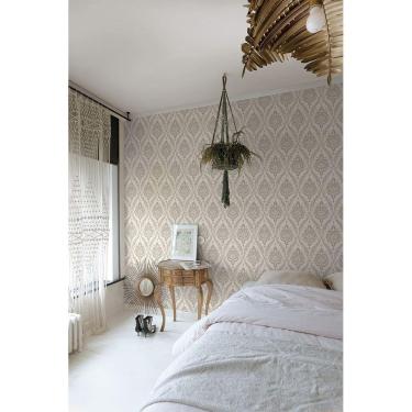 Imagem de Papel de Parede Maison Damask Bege - Alta Qualidade