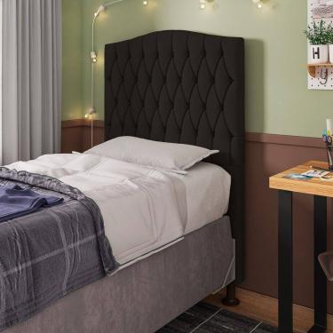 Imagem de Cabeceira Estofada Cama Box Solteiro Greta 90cm com Frame Suede Marrom - Abmaza