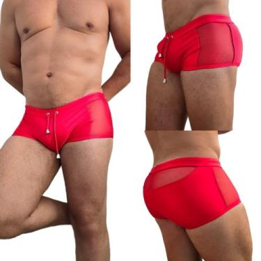 Imagem de Sunga Boxer Alvez Alves Com Pala E Lateral Com Transparência, Vermelho