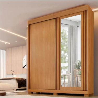 Imagem de Guarda Roupa Casal Mônaco 2 Portas de Correr 100% MDF com Espelho Cinamomo Benetil Móveis