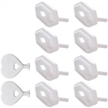 Imagem de Conjunto 8 Protetores Para Tomada Lyor Com 2 Chaves 3x2x1,5cm Branco
