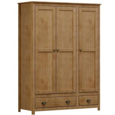 Imagem de Guarda Roupa Casal 3 Portas de Bater 2 Gavetas Madeira Maciça Freijo Milani Movelaria