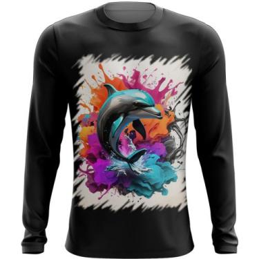 Imagem de Camiseta Manga Longa Golfinho Inteligência Arte Pintura 2 - Kasubeck S