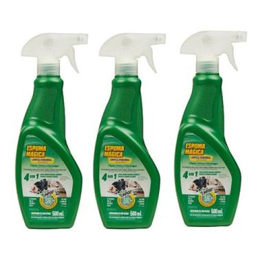 Imagem de Kit 3 Espuma Mágica Limpador Spray Carro Sofá Proauto 500ml