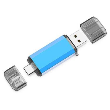Imagem de Unidade Flash USB KOOTION 256GB USB 3.0 + Tipo C Azul