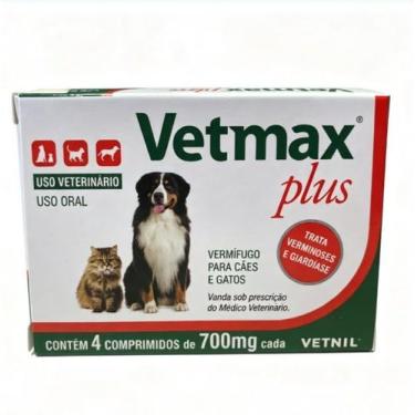 Imagem de Vetmax Plus 700mg Vermífugo Vetnil Cães E Gatos 4 Comprimidos