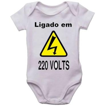 Imagem de Body Infantil Ligado Em 220 Volts Bodi Bebê Divertido Neném - Mago Das