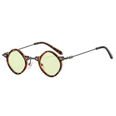 Imagem de Óculos de sol vintage pequenos quadrados hip hop para mulheres moda diamante liga óculos de sol masculino ultraleve punk óculos masculino, verde leopardo, tamanho único