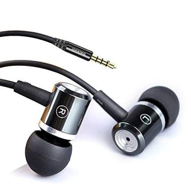 Imagem de BACKWIN Fones de ouvido intra-auriculares com fio, controle de volume, cancelamento de ruído, com microfone, fones de ouvido graves potentes, conector de 3,5 mm para smartphones iOS Android (preto)