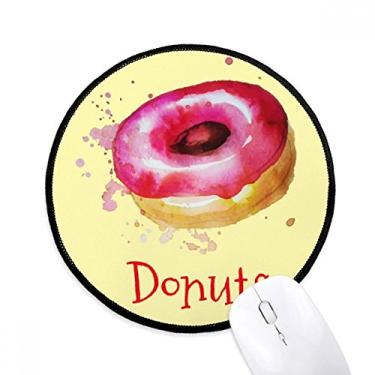 Imagem de Mouse pad aquarela pintado à mão rosquinha rosquinha sobremesa mesa mesa escritório tapete redondo para computador