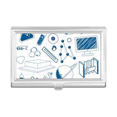 Imagem de Blue Grid Strokes Símbolo Química Porta-cartão Carteira de bolso