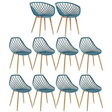 Imagem de Loft7, Kit 2 cadeiras Clarice Nest com braços + 8 cadeiras Cleo Kit Turquesa