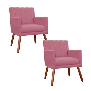 Imagem de Jogo 2 Poltronas Decorativa Para Sala de Sala de Estar Cecília Suede Rosa - LM DECOR