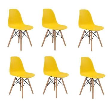 Imagem de Conjunto 6 Cadeiras Eiffel PP Base Madeira Amarelo