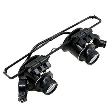 Imagem de ZEZEFUFU Watchmaker Óculos de lupa de olho duplo 20x lupa joalheiro lente de reparo de relógio luz LED