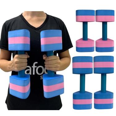 Imagem de Kit 2 Pares Halteres Hidroginástica Em EVA P 1-2kg M 2-3kg Azul/Rosa Dafoca Sports