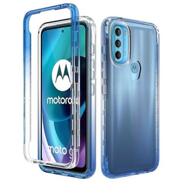Imagem de Capa de celular Capa compatível com Motorola G71 5G, capa protetora ultrafina à prova de choque, capa traseira translúcida antiarranhões, TPU e capa de telefone rígida para PC para G71 5G (Size : Blu