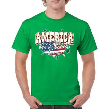 Imagem de Camiseta masculina America My Home Sweet Home 4th of July Stars and Stripes Pride American Dream Patriotic USA Flag, Verde, G