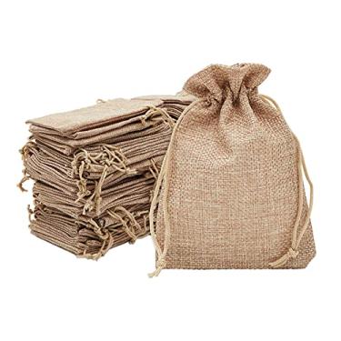 Imagem de Juvale Pacote com 100 bolsas com cordão de serapilheira para joias, lembrancinhas de festa, artes e artesanato, marrom natural, 9,4 x 14 cm
