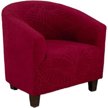 Imagem de Club Chair Slipcover, 1 Piece Stretch Barrel Chair Cover Spandex Tub Chair Covers with Elastic Bottom Armchair Covers Furniture Protector for Living Room Hotel(Color:Wine Red)