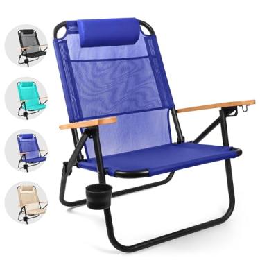 Imagem de Water Buffalo Cadeira de praia Bondi – Mochila para adultos com posições reclináveis, suporte de copo e suporte alto para as costas