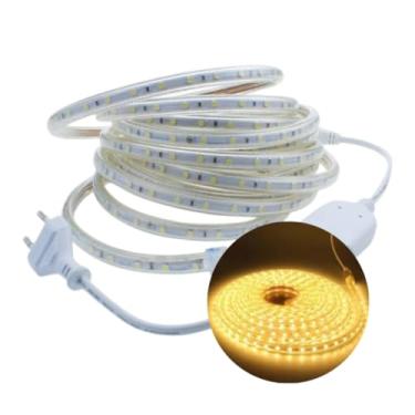 Imagem de 01 METROS FITA MANGUEIRA DE LED CHATA 110 VOLTS 3000K BRANCO QUENTE + CONECTOR AREA EXTERNA E INTERNA