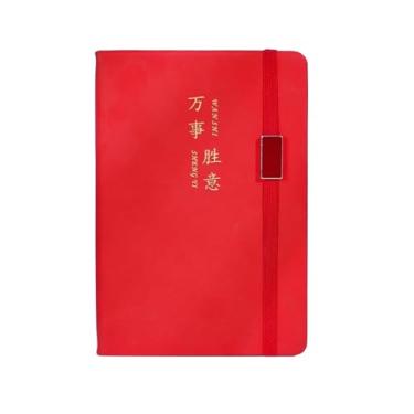 Imagem de Joucien Caderno minimalista criativo para escritório de negócios A5 alça Ledger-(110 folhas) imitação de couro A5 vermelho