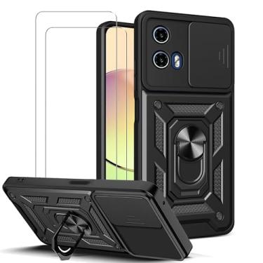 Imagem de WRTBS Capa de celular para Motorola Moto G24 Power Case com protetor de tela de vidro [2 unidades], capa de proteção para câmera deslizante embutida, capa protetora de corpo inteiro militar resistente