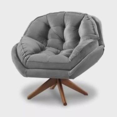 Imagem de Poltrona Decorativa Califórnia Com Base Giratória Veludo - Ssx Multicoisas Cor Cinza