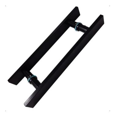 Imagem de Puxador Porta Pivotante Portão Inox 80cm Chato Preto Fosco