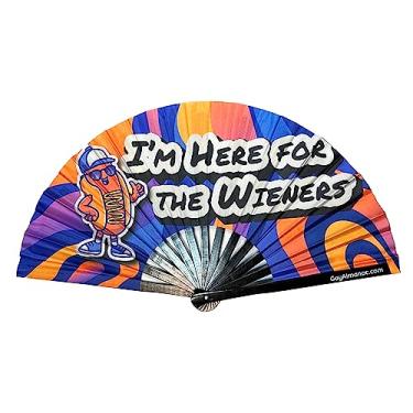 Imagem de Fãs dobráveis grandes do orgulho gay, leque de bambu de 33 cm com tinta reativa UV, para festas de circuito LGBTQ e raves (estou aqui para os Wieners)
