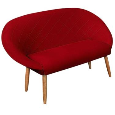 Imagem de Namoradeira Sofá 2 lugares para sala de estar recepção Escritório Sala de espera resistente Confortável pés de madeira resistente MOBLAN decor (VERMELHO)