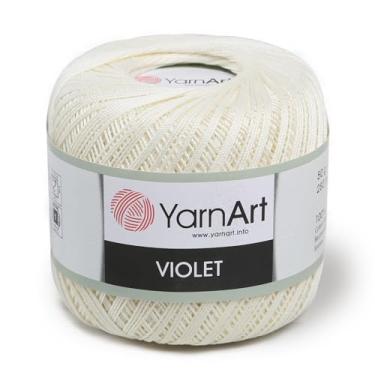 Imagem de Yarn Art 1 novelo violeta, 100 fios de algodão mercerizado, crochê, renda, tricô à mão, bordado e artesanato (creme 326)