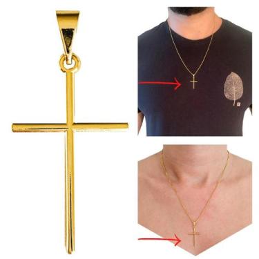 Imagem de Pingente Cruz Crucifixo Banhado a Ouro 18k Masculino/ Feminino - Dinis