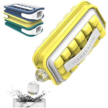 Imagem de ICEBREAKER POP - Distribuidor 4 em 1 - Fabricante - Caixote - Embalagem de gelo - Faça e sirva gelo sem nunca tocar no gelo - A bandeja de gelo de silicone sanitário para freezer com tampa - Bandeja