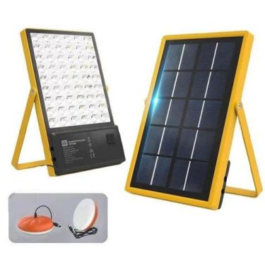 Imagem de Kit Gerador De Energia Solar Portátil Luminária 54 Leds 28w 2 Lâmpadas
