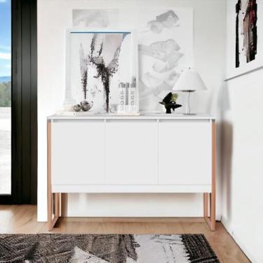 Imagem de Buffet Aparador Industrial para Sala Dakar Branco Cobre - Mais de Casa