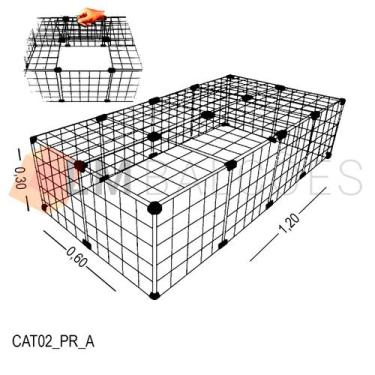 Imagem de Cercadinho Aramado Preto com Teto Para Pet - 1,20 X 0,30 X 0,60m - LM 