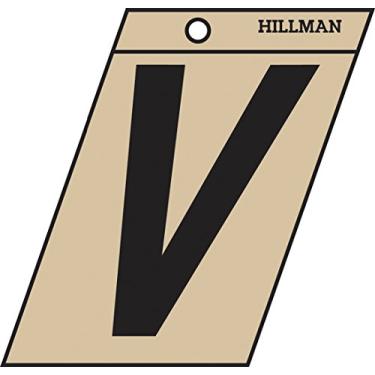 Imagem de Hillman 839442 Sinal autoadesivo com corte angular letra V de 8,3 cm, dourado e preto Mylar, 9 x 7 cm, 1 placa