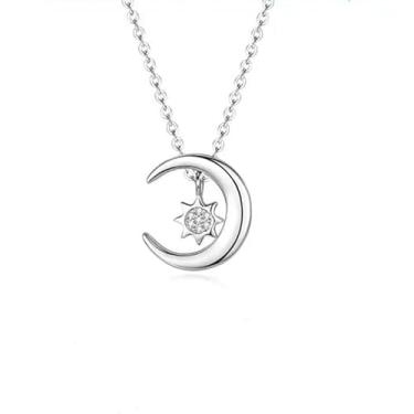 Imagem de E EMZHOLE Colar de lua dourada com pingente de estrela, pingente de sol com corrente de zircônia cúbica brilhante, gargantilha para mulheres, senhora, mãe, esposa, namorada, one size, Metal, Sem Pedra