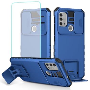 Imagem de Tothedu Capa para Moto G30/Moto G10/Moto G20 XT2129-1 XT2127-2 com protetor de tela de vidro temperado e capa de câmera deslizante, capa protetora de telefone com suporte resistente para Motorola Moto