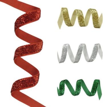 Imagem de Fita Lurex Esponjada Glitter Kit Natal 8m 10mm Escolha Cor - DEZdeDEZ,