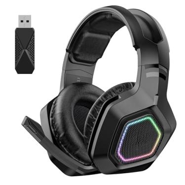 Imagem de Fone de Ouvido para Jogos Sem Fio, Fone de Ouvido para Jogos Bluetooth Sem Fio de 2,4 GHz Com Microfone Com Cancelamento de Ruído, Fone de Ouvido para Jogadores para PC, para
