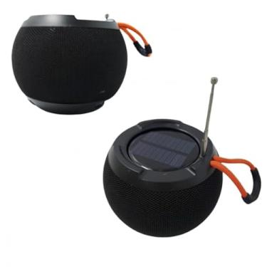 Imagem de Caixa de Som Bluetooth 5W com Antena e Carregamento Solar, Alcance de 10 metros, 4 horas de Reprodução, Controle de Volume e Música (Preto)
