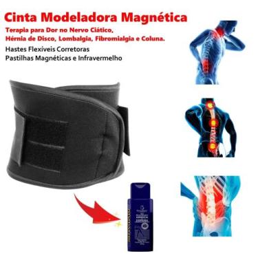 Imagem de Cinta Modeladora Magnética Corretor Postural Coluna Lombar + Gel Arnic