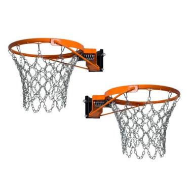 Imagem de Par Aro De Basquete Oficial Retrátil Molas Rede Corrente Aço - Grecco 