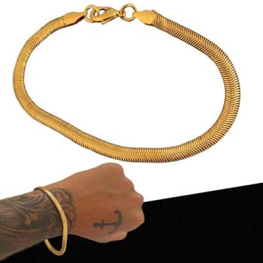 Imagem de Pulseira Masculina Cobra Serpente 5mm Banhada Ouro 18k - EEA SEMI JOAI