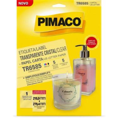 Imagem de Etiqueta Carta Transparente Cristal 5FLS 215X279MM - Caixa com 05 - Pi