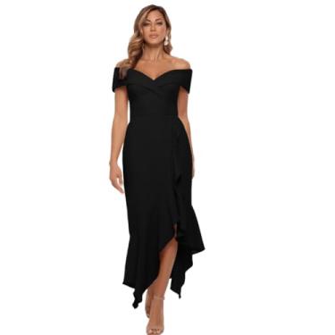 Imagem de Xscape Vestido midi de crepe tomara que caia com decote em coração e bainha de lenço, Preto, 38